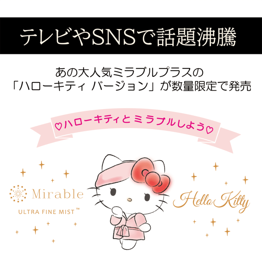 テレビやSNSで話題沸騰！あの大人気ミラブルプラスの「ハローキティバージョン」が数量限定で販売